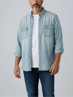 Denim Supply Ralph Lauren XL Men’s Denim Button Down Chore Shirt Work Distressed